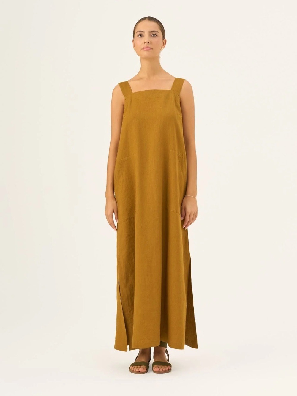 Linen Tales Bronze Linen Fugue Dress Size L